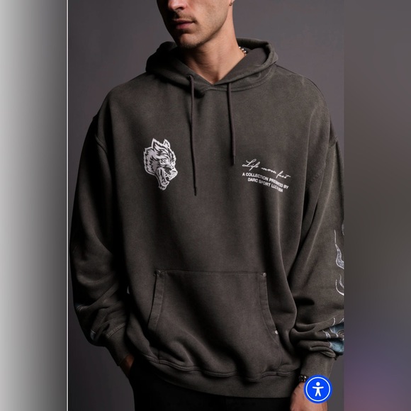 DARC SPORTS FULL THROTTLE "VINTAGE RIVET BISHOP" HOODIE IN WOLF GRAY - Picture 10 of 11